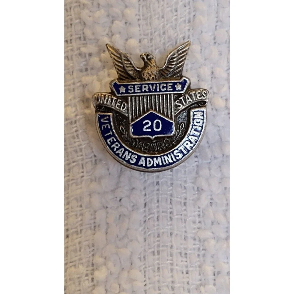 20 Years Of Service United States Government Sterling Silver Screw Back Pin USA